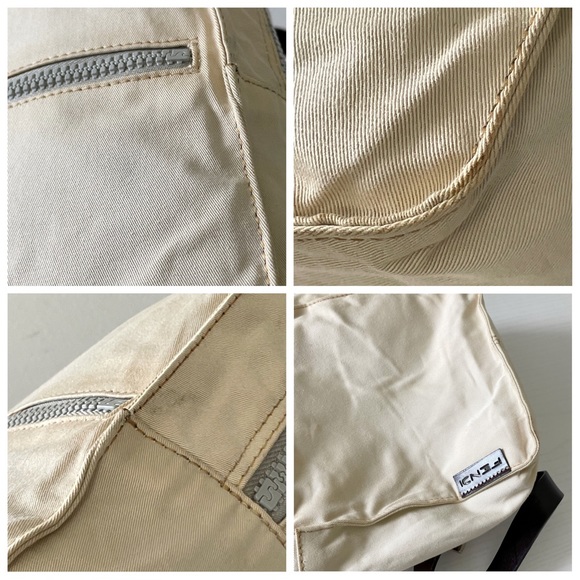 Fendi off white canvas brown leather small rectangular backpack - Picture 7 of 14